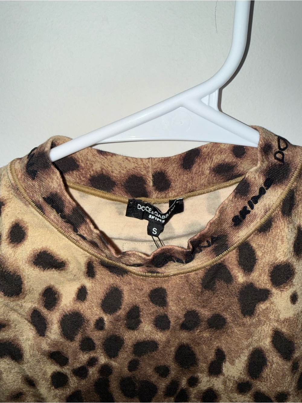 Skims Dolce and Gabbana Cotton Jersey Mock Neck Tank Leopard Small - Picture 4 of 7
